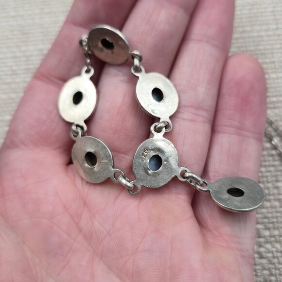 18 Inch Sterling Silver Cat's Eye Gemstones Rustic Necklace A6405 - Picture 5 of 8